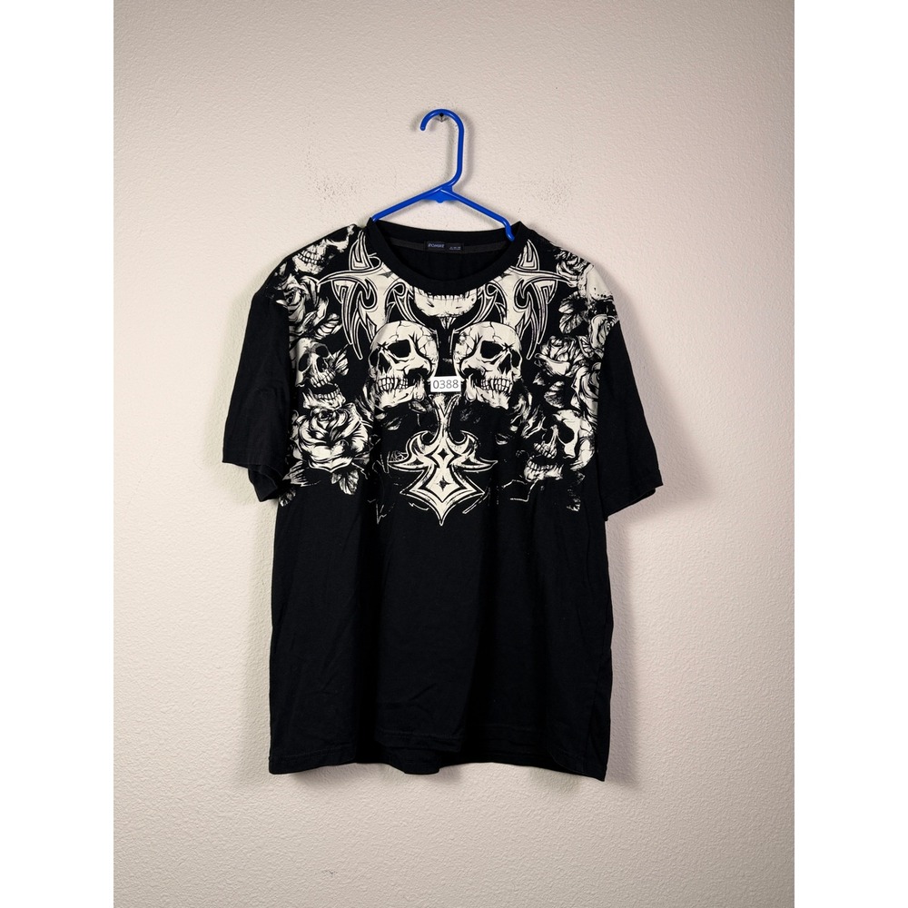 Goth/Grunge/Punk Men's Skull And Cross Graphic Print T-shirt